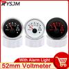 AD 52mm Voltmeter with Alarm Light Volt Meter Gauge Voltage for Marine Car Caravan Boat Camper RV Truck 12v Voltmeter Ammeter