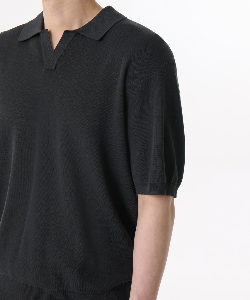 MUSINSA STANDARD Cool Touch Slit Neck Knitted Polo Shirt [Dark Grey]