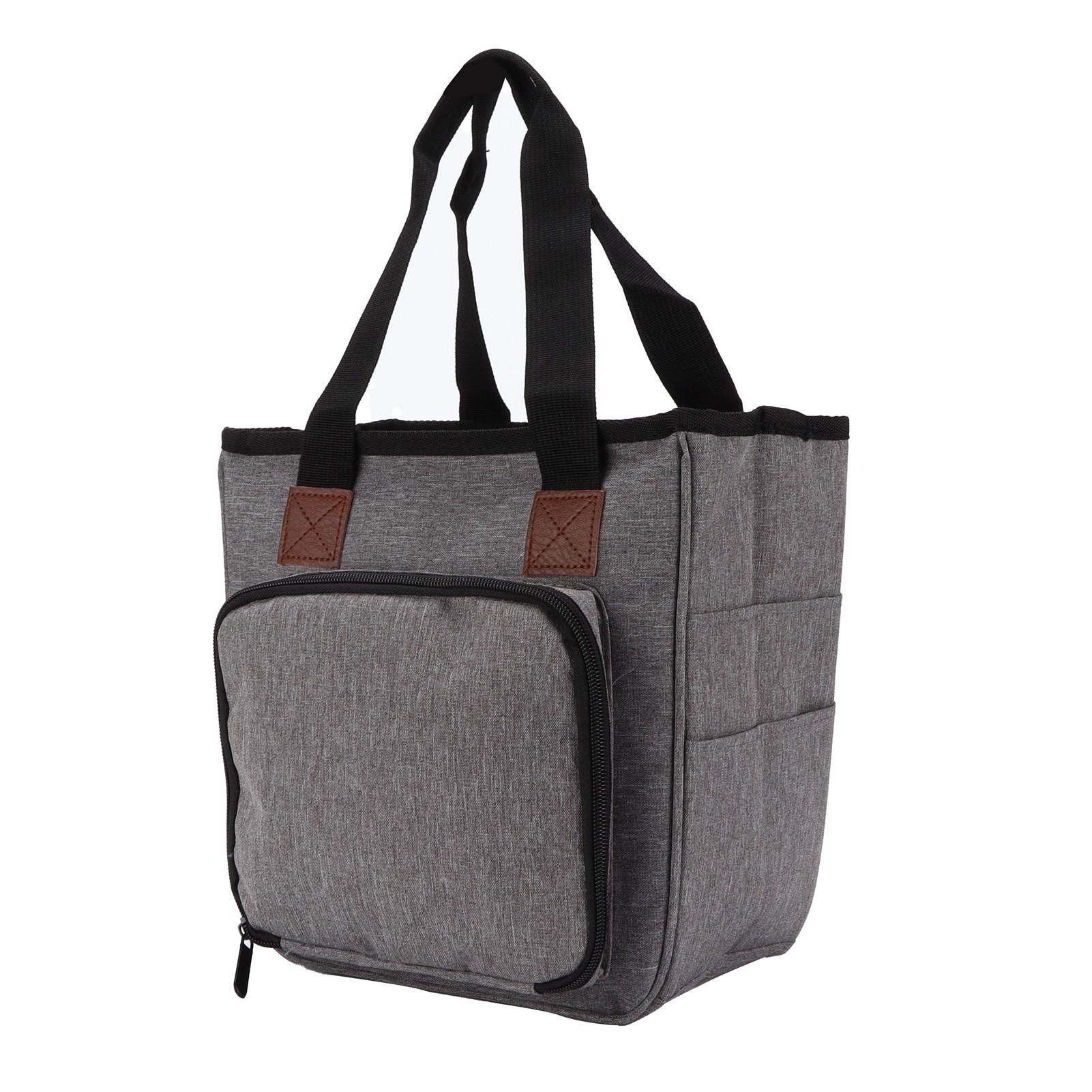 

Сумка для вязания Портативная многофункциональная сумка-тоут для хранения из ткани Оксфорд для крючков для вязания, спиц, Серая