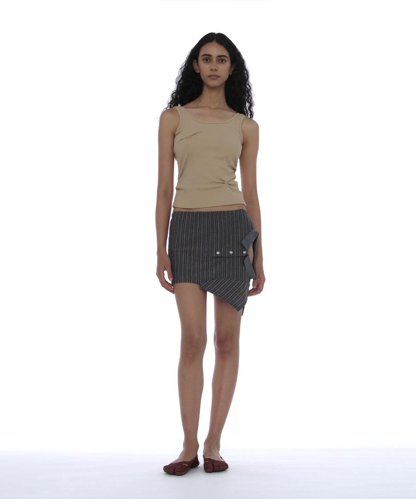 Partimento Woman Reworked Polo Mini Skirt_Charcoal Stripe