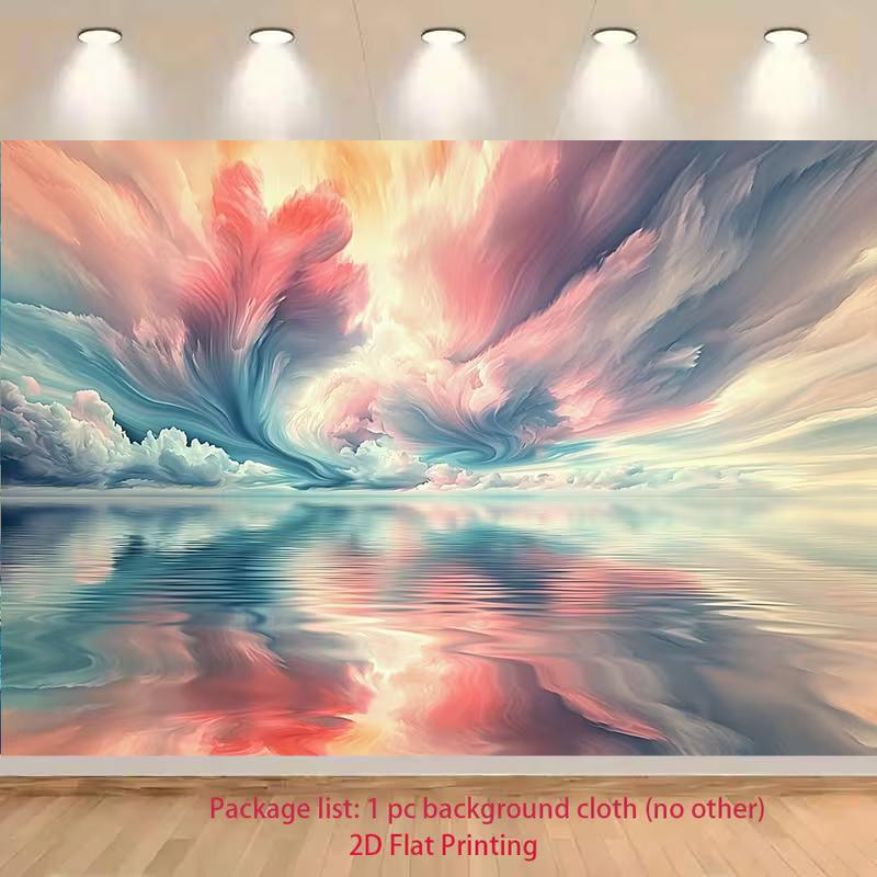 2D Abstract Clouds Lake View 2D Flat Printing Wall Decor Banner 47.2x31.5inch/120*80cm
