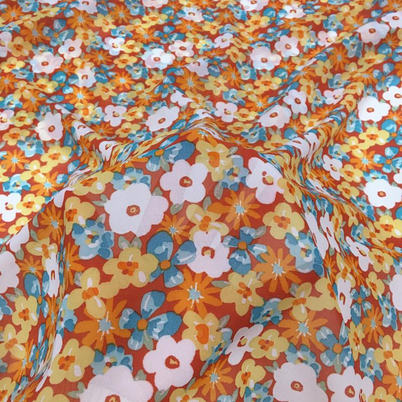 100x150cm Micro-transparent Floral Pearl Chiffon Fabric for Clothes Dress Shirt Diy Sewing Flower Printed Cloth Soft