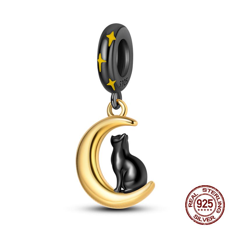 100% Copper Sparkling Cat Moon Sun And Stars Charms Pendants Fit 3Mmoriginal Bracelets Diy Fine Jewelry