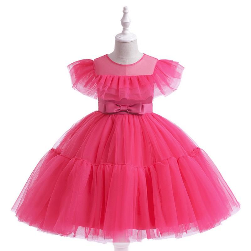 Girls Princess Tulle Dress Kids Formal Gown Piano Performance Pageant Party
