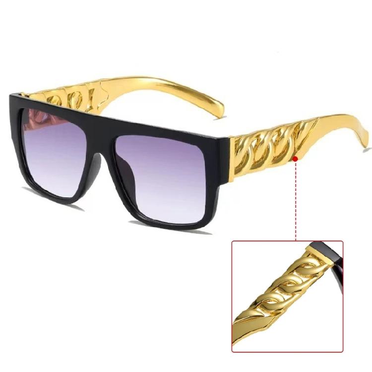 Goldene Kettenhalskette mit Cosplay-Brille Halloween-Brille Sonnenbrille mit Kette für Herren Damen Halloween Musikfestival