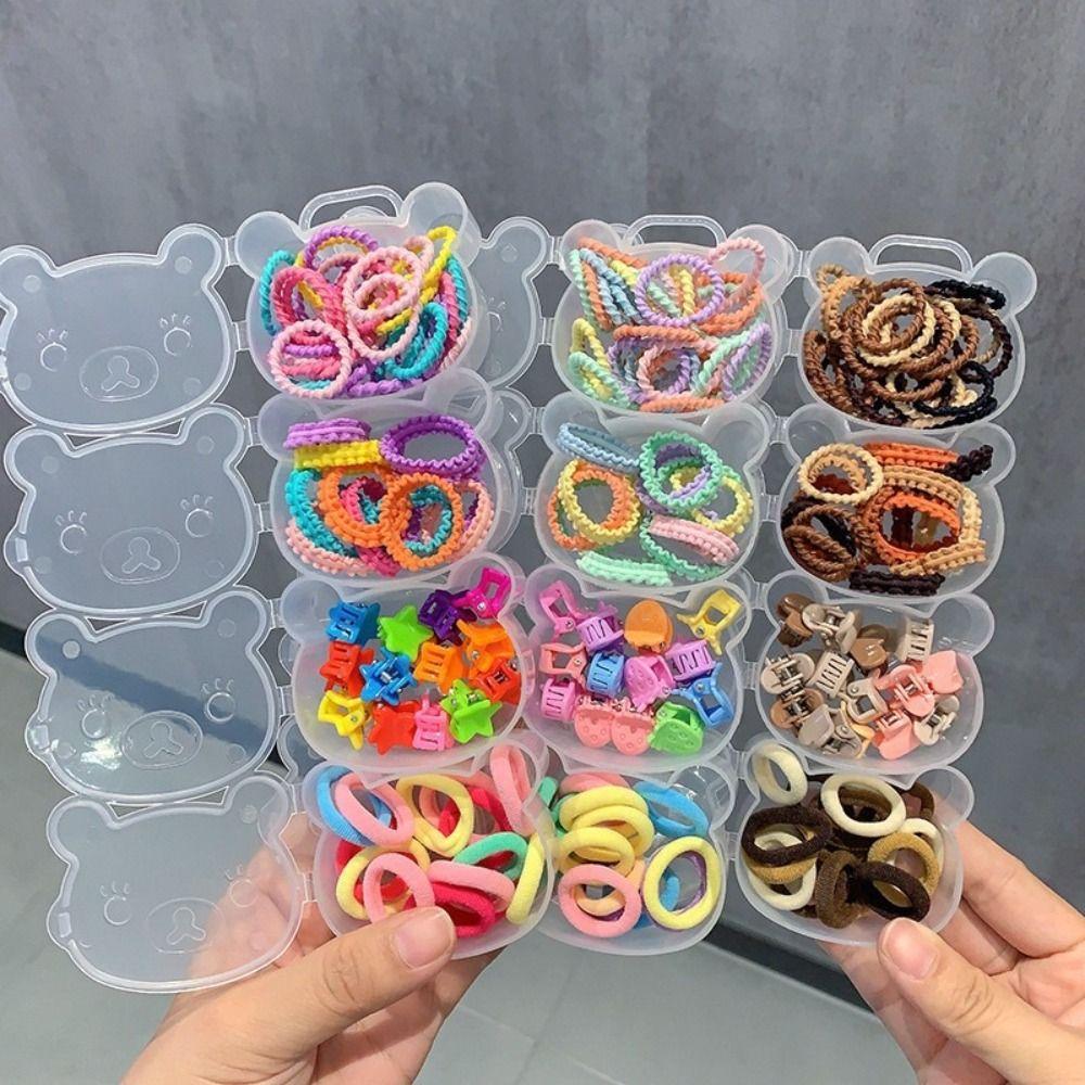 Multi-grid Transparent Plastic Storage Box Four-piece Storage Box Hair Accessories Storage