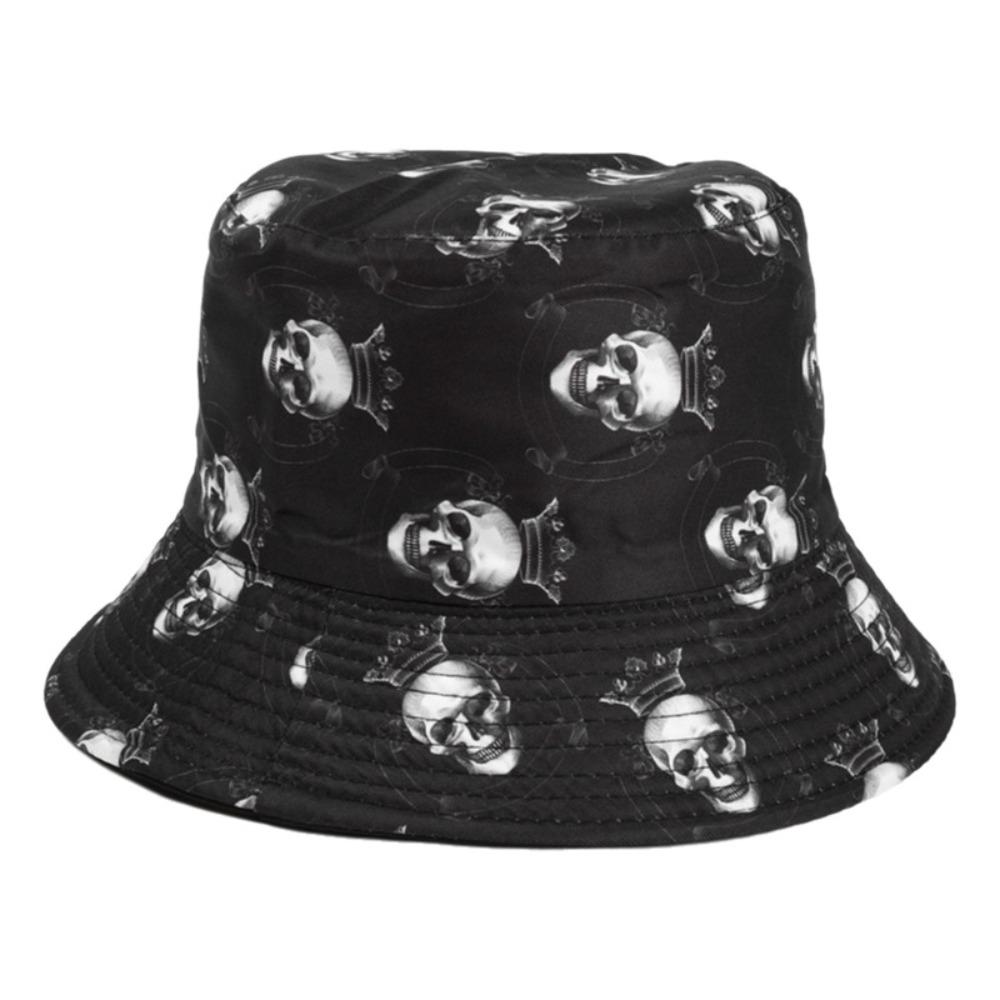 Trendy Skull Graffiti Print Bucket Hat Foldable Breathable Unisex Sun Hat Lightweight Uv Protection Casual Hat Daily Streetwear