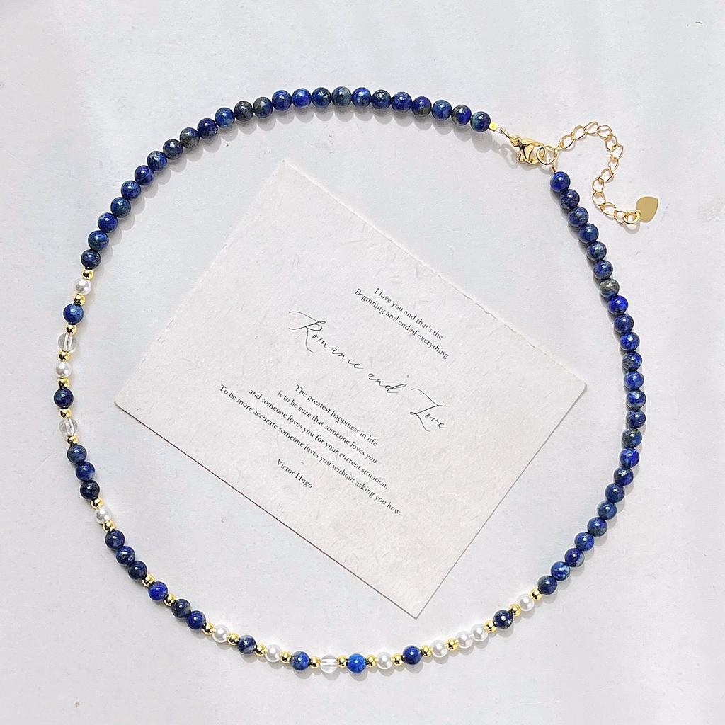 Herbst und Winter Retro-Stil Hochwertige Natürliche Lapislazuli Schlüsselbeinkette Halskette für Damen