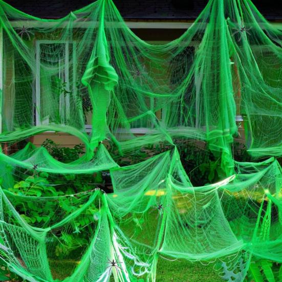 Luminous Spider Webs Halloween Decoration Super Stretch Cobwebs Decoration with Fake Spiders for Parties Haunted Houses