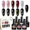 5+1 Cat Eye Gel Polish Kit Black Magnetic Nail Polish Ring Magnet Tool Set Long-Lasting Soak Off UV Gel