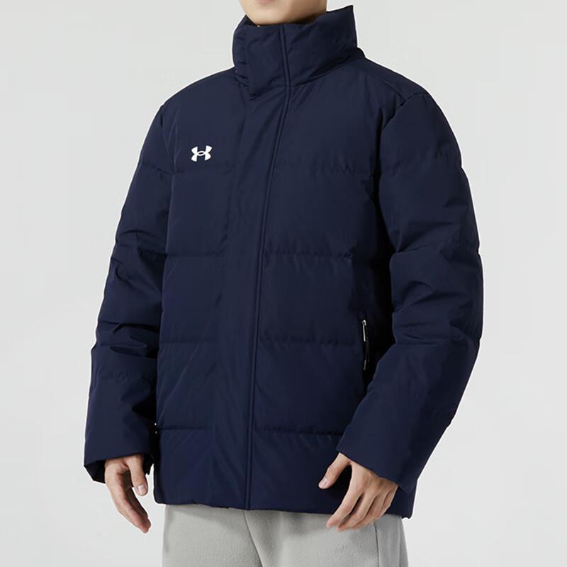 Under Armour Solid Color Casual Stand Collar Long Sleeve Down Jacket Unisex Outerwear Navy-Blue 23600802-409