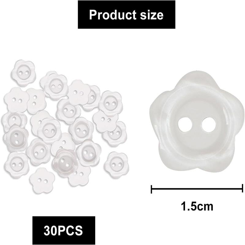 30Pcs Resin Button Sewing Craft Buttons for Sewing Knitting Arts Crafts DIY Handmade 15mm 2 Holes Buttons Flower Shape Buttons