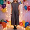 Women's Summer Sleeveless Midi Dress Casual Crewneck Pleated A Line Swing Dress Flowy Long Party Dress