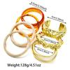 7-piece geometric circular ring ink painting resin bracelet with wide surface pounding pattern and opening bracelet set