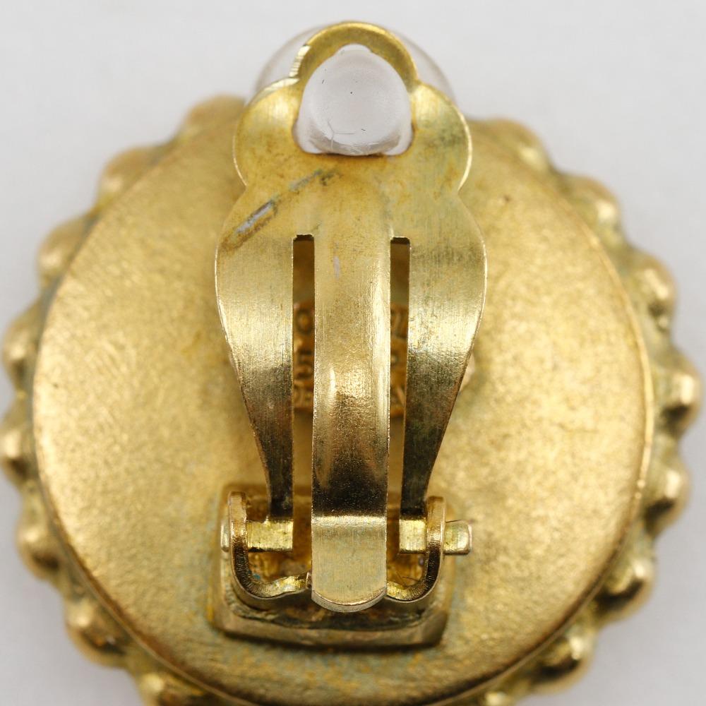 CHANEL COCO Mark Earring vintage black Plated Gold 28.5g Women Used