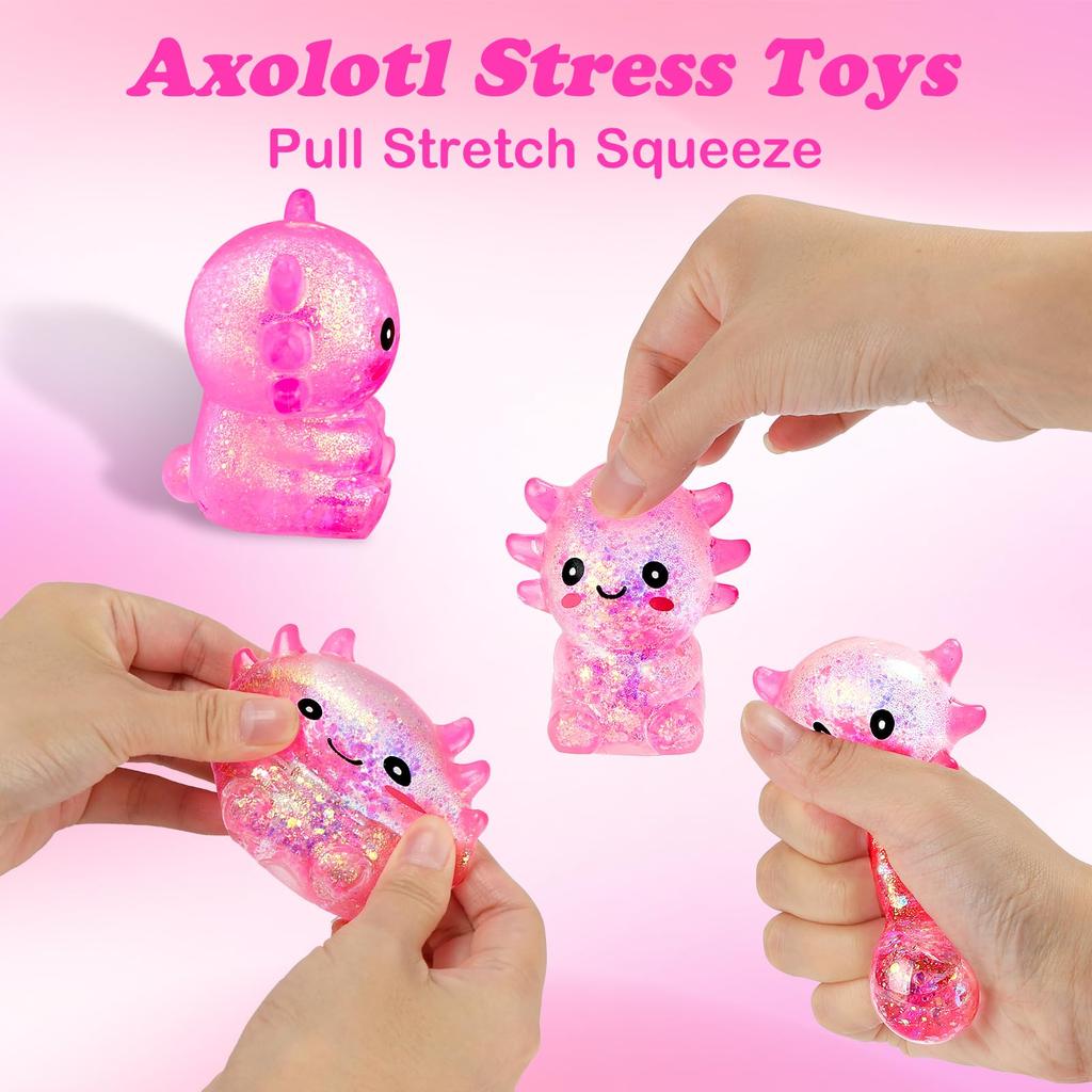 Bambini. 1 morbida pallina antistress axolotl messicano. Giocattolo sensoriale schiacciabile ed estensibile per adulti. Perfetto come bomboniera per feste.