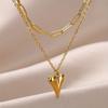 Heart-shaped Double-layer Chain Design, Stackable and Elegant Pendant Necklace