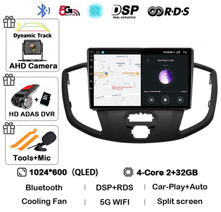 Android 14 Carplay Auto WIFI+4G For Ford Transit 2015 2016 2017 2018 GPS Car Radio Multimedia Video Player Stereo 360 Camera DSP