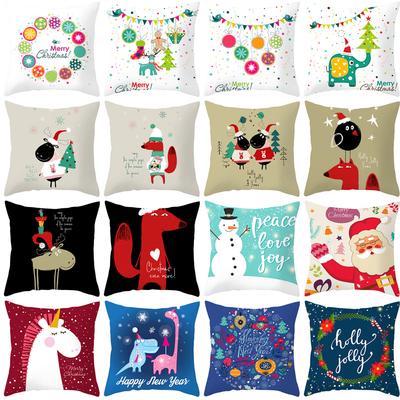 Christmas Print Pillowcases Cartoon Animals Cross-border Home Sofa Cushion Covers Bedside Bedroom Cushions