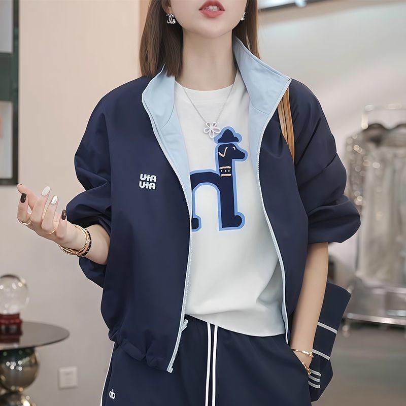 

Women s Reversible Stand-Up Collar Jacket - Autumn 2025 Fashionable & Versatile Short Jacket M (85-100 cm)