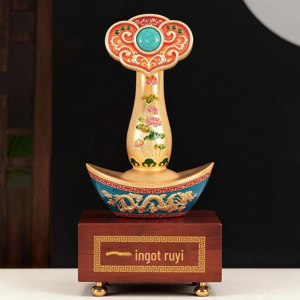 Ruyi Ingot Enamelware Ornament: Desktop Decoration for Good Fortune