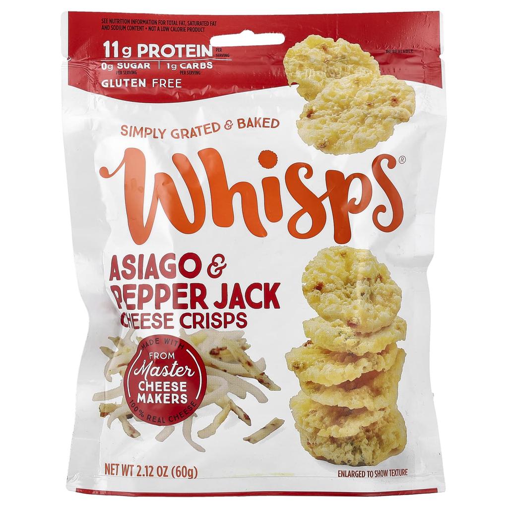 Whisps, Cheese Crisps, Asiago & Pepper Jack, 60g (2.12oz)