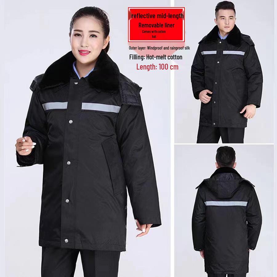 Men's Thickened Cold-Proof Cotton-Padded Military Overcoat – Mid-Length, Multifunctional Workwear Jacket for Labor Protection
