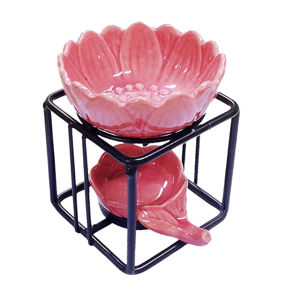 Oil Burner Warmer Romantic Ceramic Tealight Aromatherapy Wax Tart Burner Flower Incense Tea Light Fragrance Warmer For Home