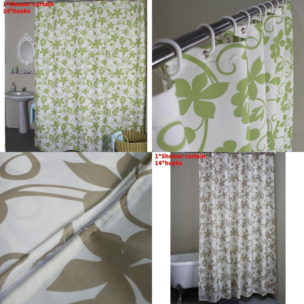 Modern Polyester Waterresistant Floral Botanical Shower Curtain For Home Bathroom Decor