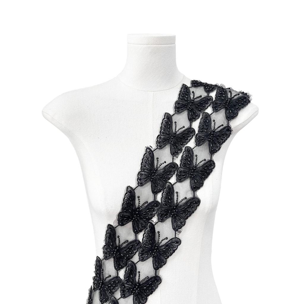 Black Butterfly Handmade Staple Sequins Barcode Cloth Sticker Clothing Lolita Skirt Hair Accessories Lace Accessories