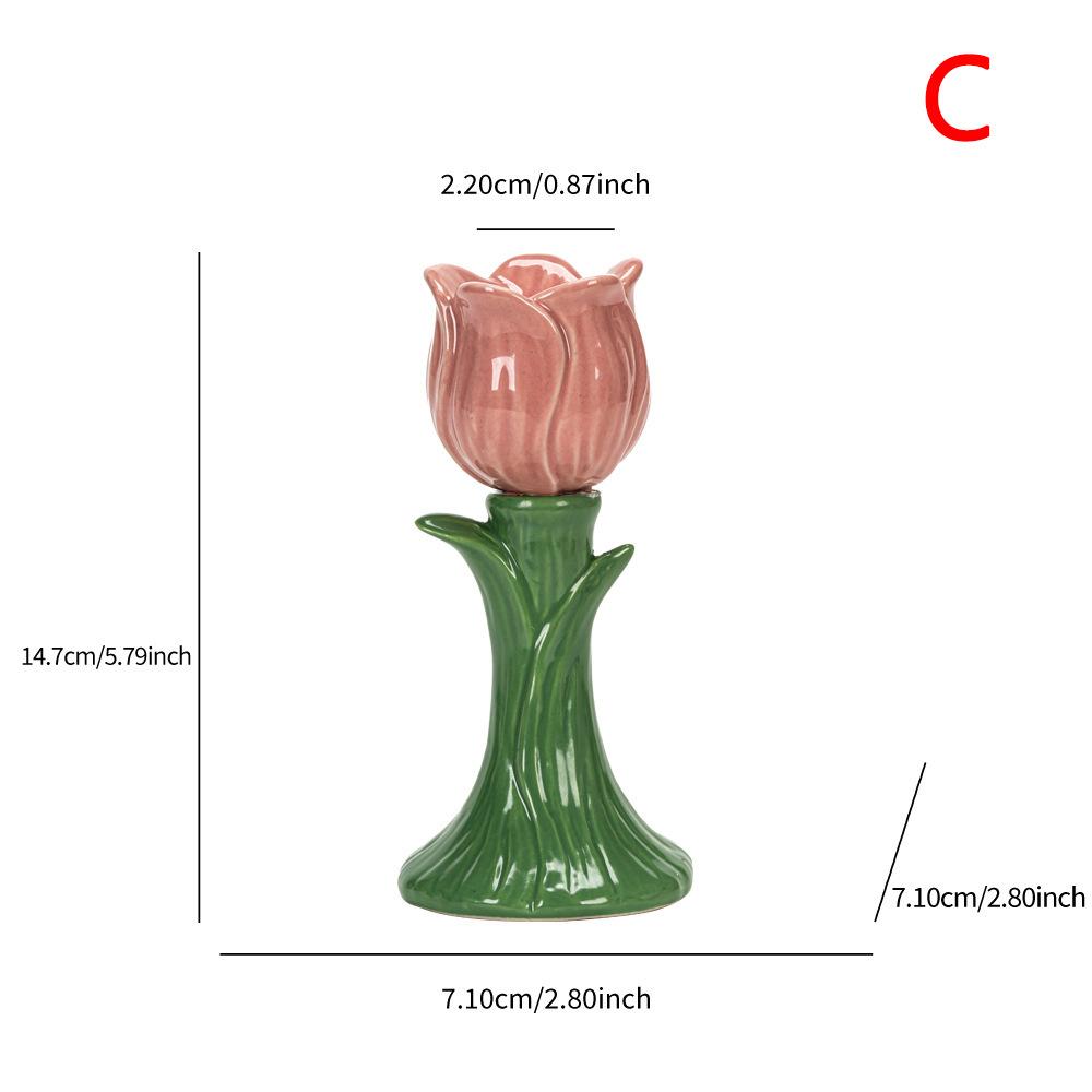Keramik-Tulpen-Kerzenständer Simulierte Blumen-Kerzenständer Kerzenhalter Dreidimensionaler Tulpen-Kerzenständer Halter Wohnkultur