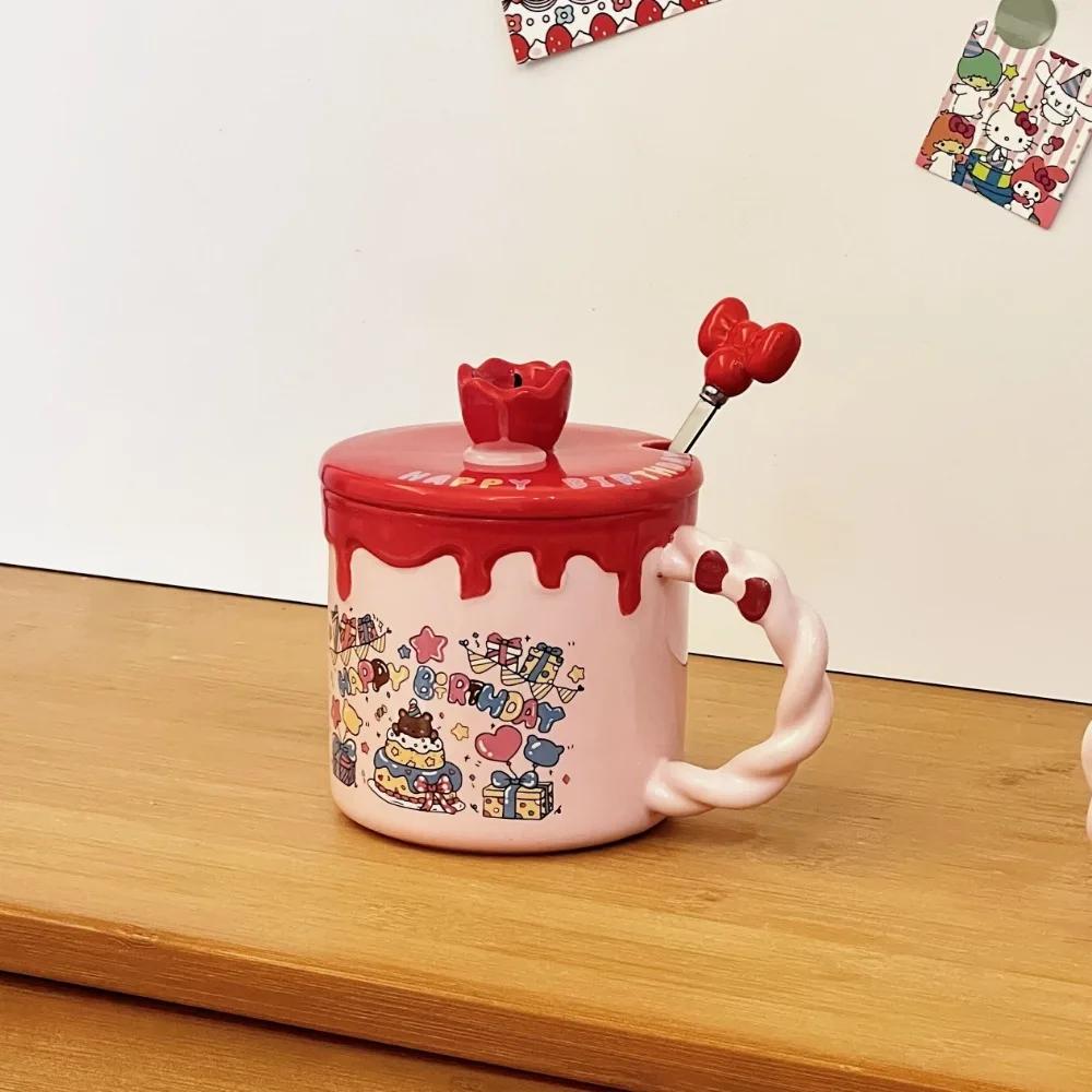 Birthday Candle Water Cup, Cake Gift Ceramic Cup, Birthday Gift Mugs Coffee Cups for Male Girlfriend Drinkware