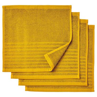Set of Golden Yellow Towels (4 Things), VAGSJON Washcloth Golden-yellow Set,