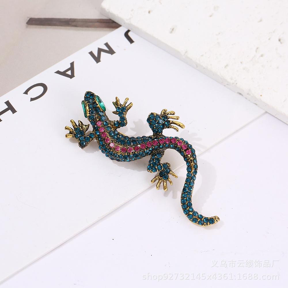 

Pinkdudu модная брошь в виде геккона из сплава, инкрустированная стразами, ретро цветная брошь с изображением животного для женщин, ювелирные аксессуары, подарки PD532 темно-зеленого