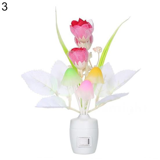 LED Flower Vase Wall Plug-in Potted Sensor Light Color Changing Night Lamp Decor