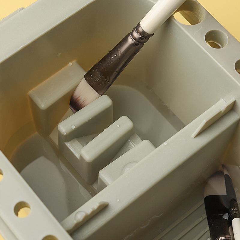 3 In 1 Paint Brush Cleaner Washer Multifunctional Painting Brush Washing Bucket Tool Basin Holder Tray Palette Lid