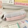 Nylon Girl Student Pencil Case With 3d Strawberry Mousse Design For School Storage