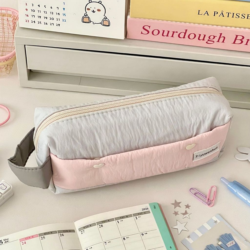Nylon Girl Student Pencil Case With 3d Strawberry Mousse Design For School Storage