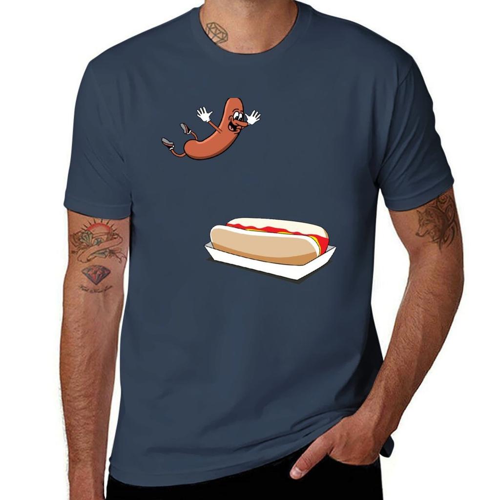 Hot Dogdiving Into A Hotdog Bun Tshirt Plus Size Quick Dry Sports Tee