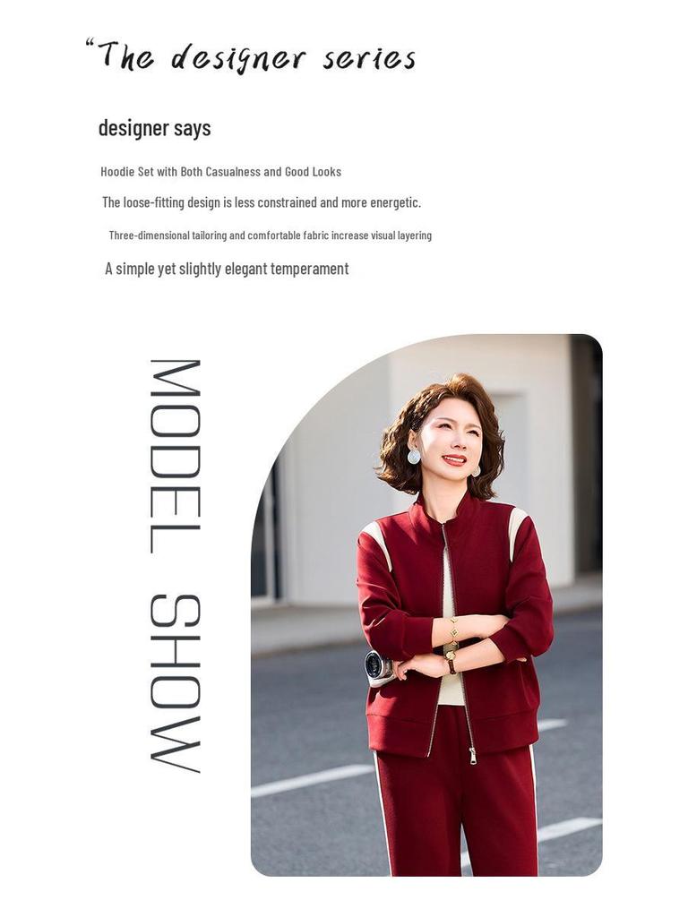 2026 Stylish Women's Spring/Fall Two-Piece Suit for Middle-Aged and Elderly: Casual Outerwear
