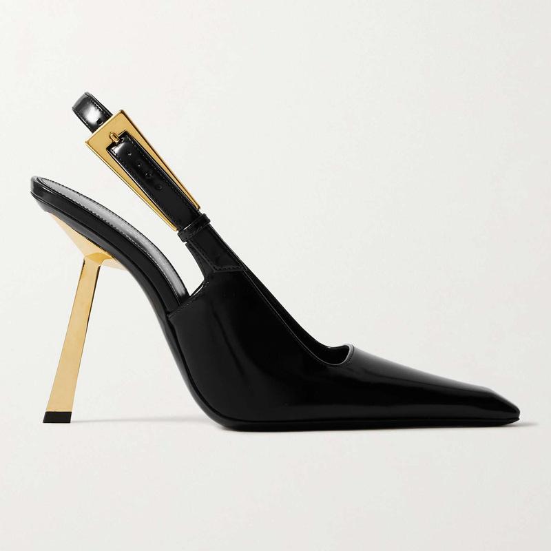 Summer Women's High Heels Pointed Toe Stiletto Fashion Single Shoes With Patent Leather Buckle High Heels