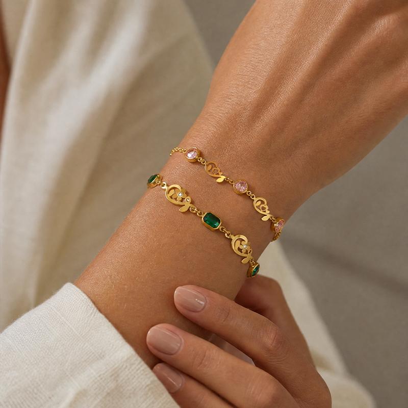 SA Jewelry Fine Chain Link Bracelet 18K Gold Plated Stainless Steel Flower Charm Openwork Waterproof Jewelry for Women Gift