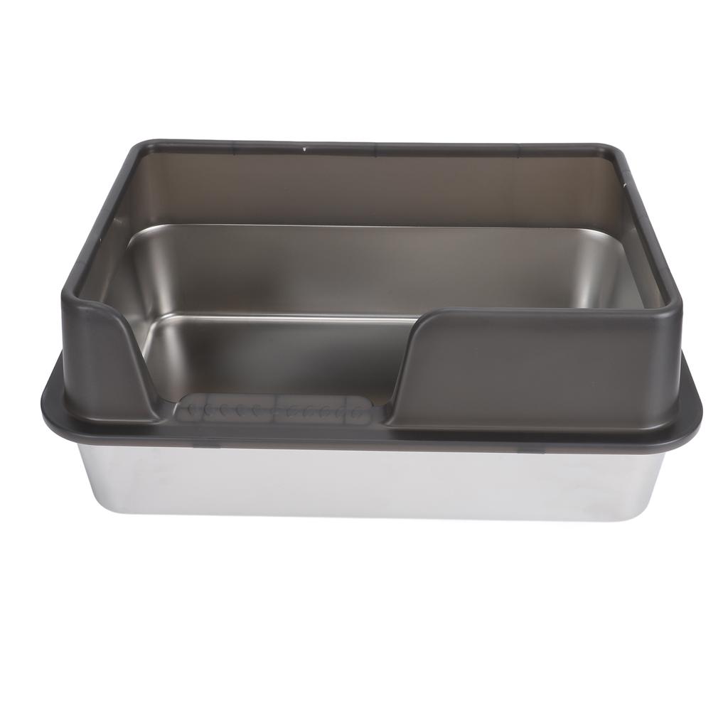 Stainless Steel Litter Box High Sides Anti Splashing Easy To Clean Enclosed Cat Litter Box for