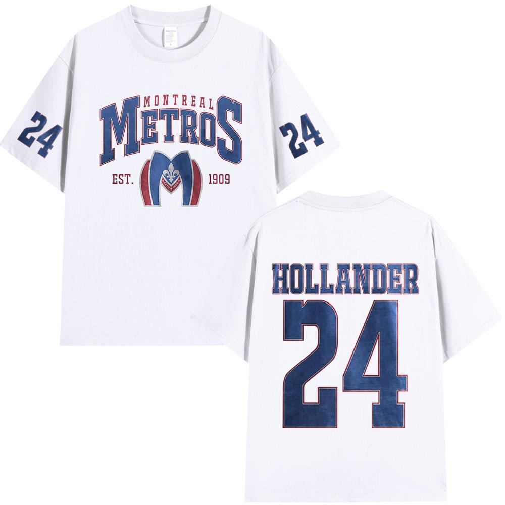 Heated Rivalry Shane Hollander 24 Montreal Metros T-Shirt Herren Damen Kleidung Lässig Polyester Übergroß Kurze Ärmel T-Shirts Oberteile