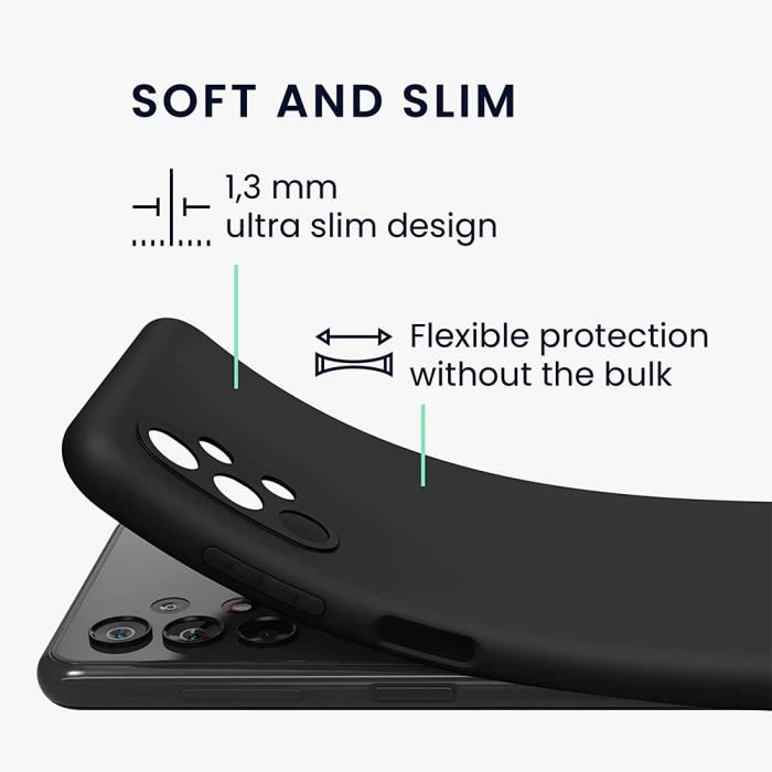 Silicone Case - for Samsung - A53 5G - Black - Reinforced Protection - 2 Tempered Glasses