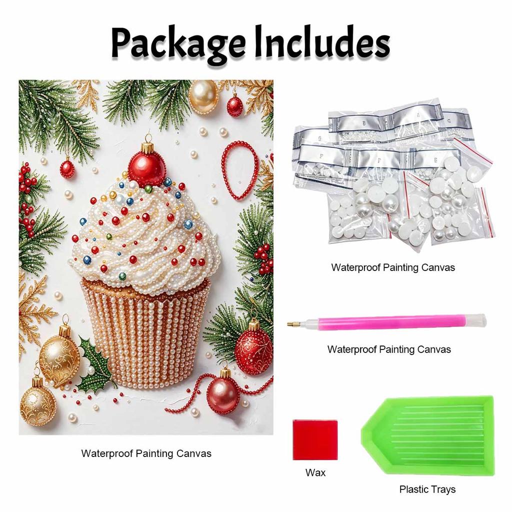 Christmas Cupcake Pearl Painting Kit Handmade DIY Home Decoration Painting