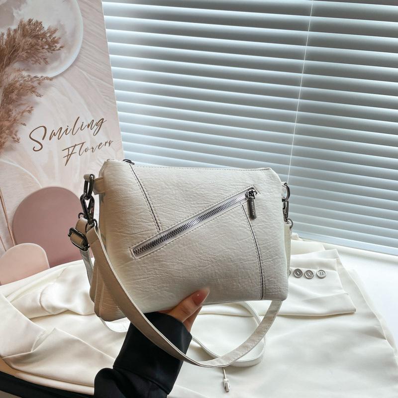 Casual Soft Leather Women's Bag Women's Single-shoulder Crossbody Bag Multi-layered Storage Small Square Commuting Bag
