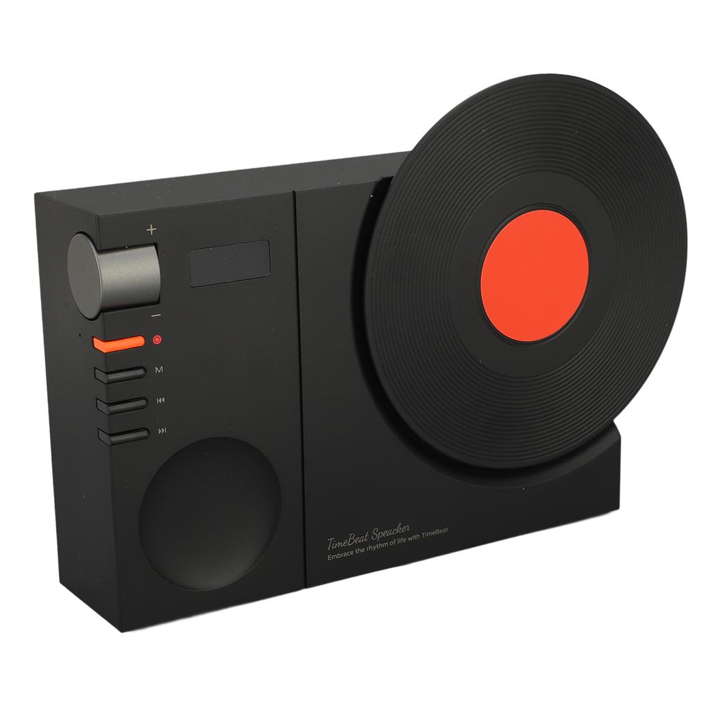 Vintage   Record Player     Speaker USB Rechargeable Old Fashioned Portable Wireless Speaker with Time Display