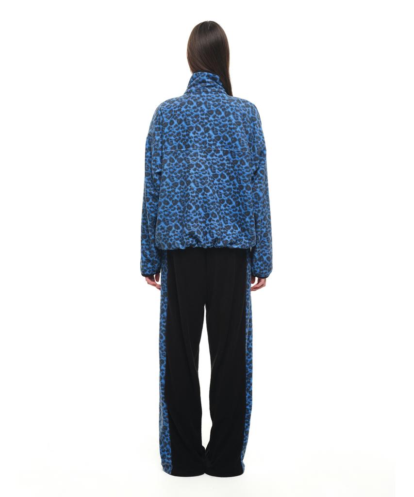 TOOMUCHTAX Leopard Terry Panel Sweatpants Blue
