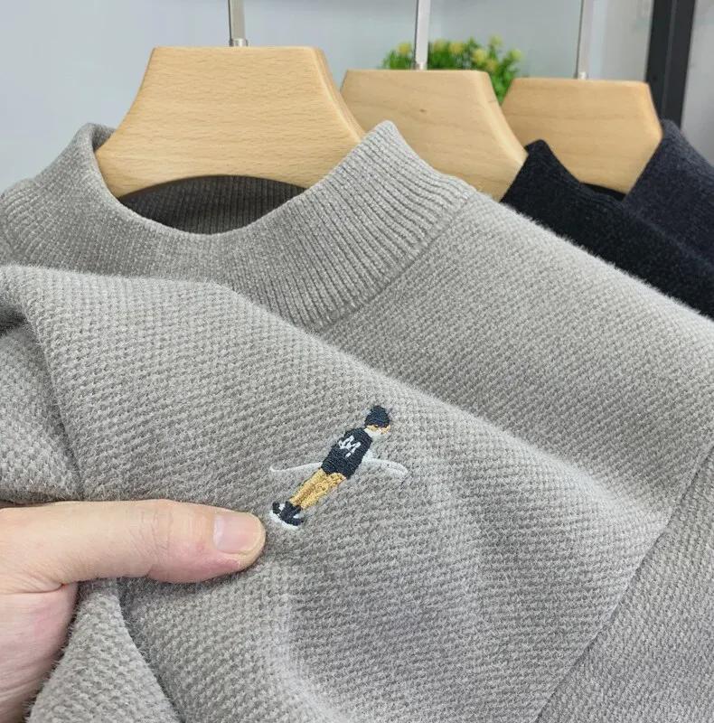 Men's Chenille Half Turtleneck Sweater - Winter Warmth with Plus Velvet Layer